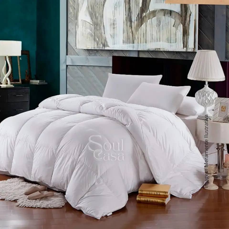 Edredom Casal, Queen e King Size Branco - 2,20x2,40m | Dupla Face em Microfibra com Enchimento Extra Macio para Conforto Supremo - Design Elegante e Aconchegante - 1 Peça