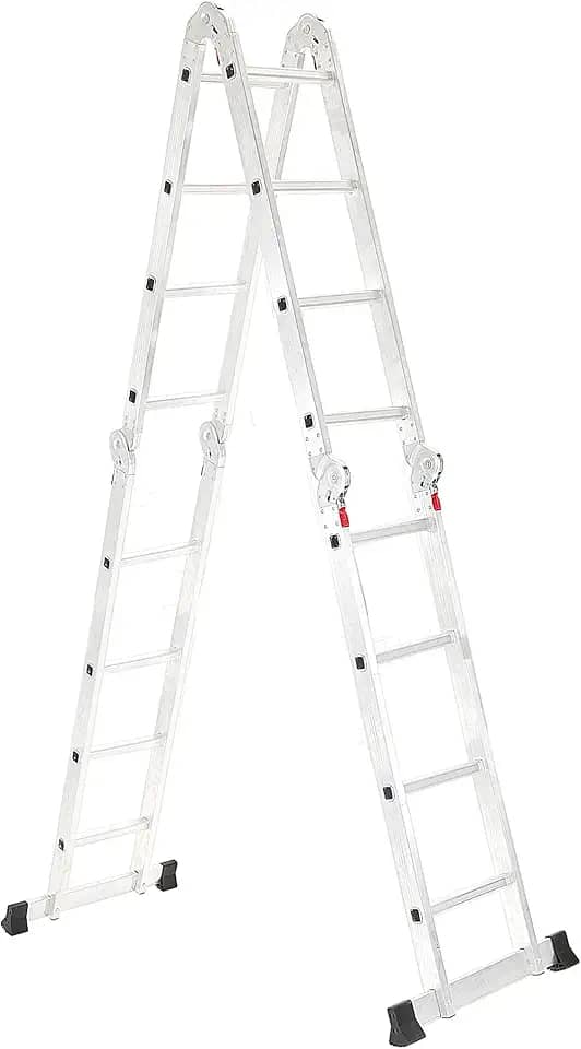 Escada Articulada de Alumínio Multifuncional 16 Degraus e Altura de 4,32 Metros