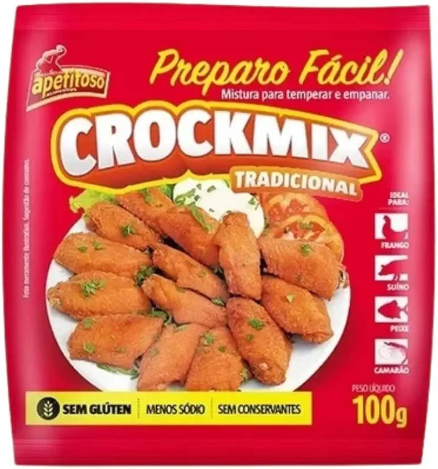 Farinha Para Temperar e Empanar Crockmix Tradicional 100g Sem Glúten
