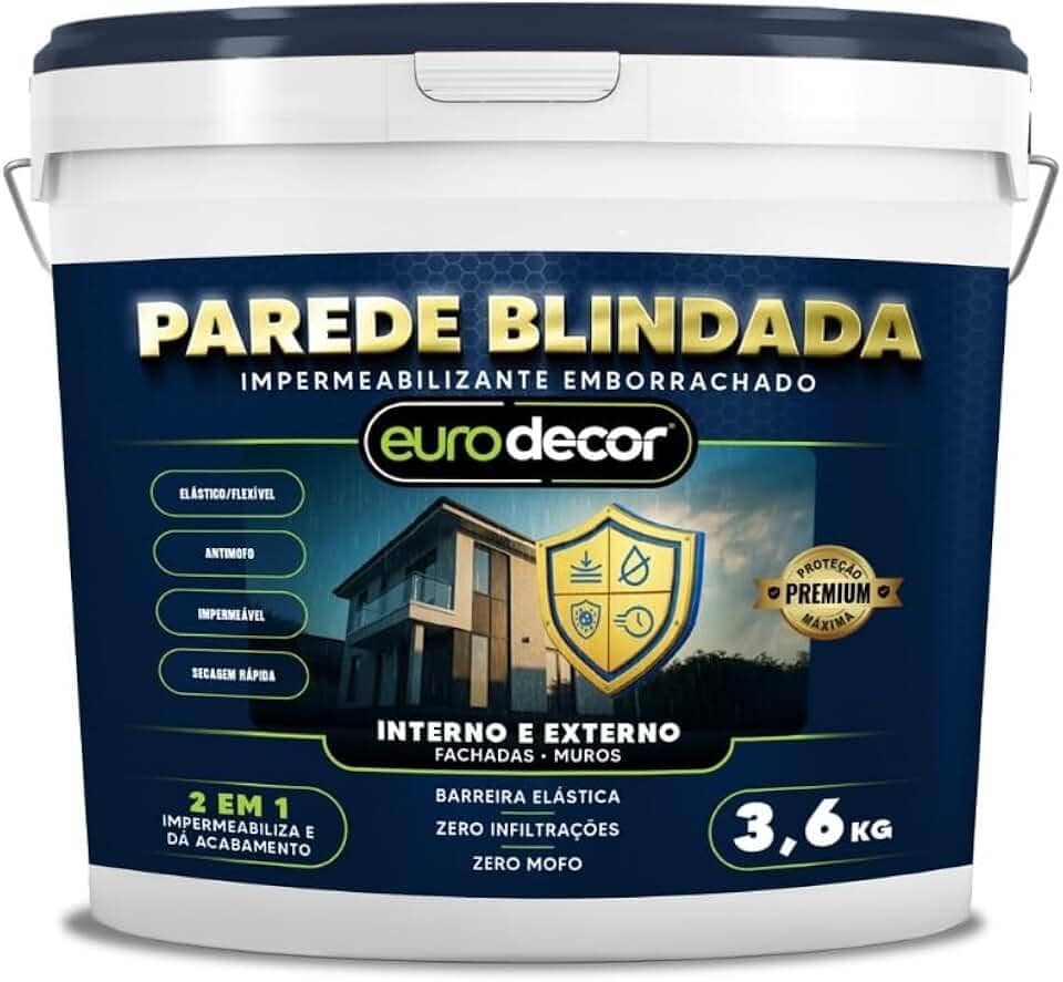 Parede Blindada Euro Decor Tinta Emborrachada Fácil Aplicação Proteção Contra Infiltrações (Concreto, 3,6 Kg)
