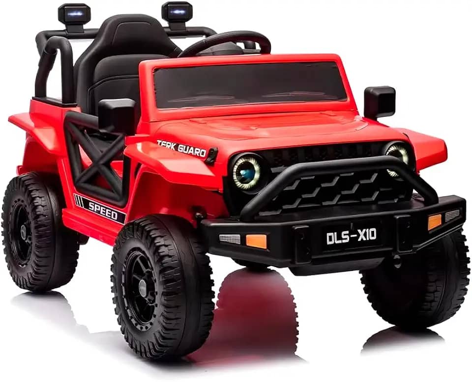 Mini Carro Elétrico Infantil Jipe Life 12V Vermelho com Controle Remoto Parental e Autônomo, B4t3r1a Recarregável, Som MP3/Bluetooth, Faróis LED para Criança Passeio