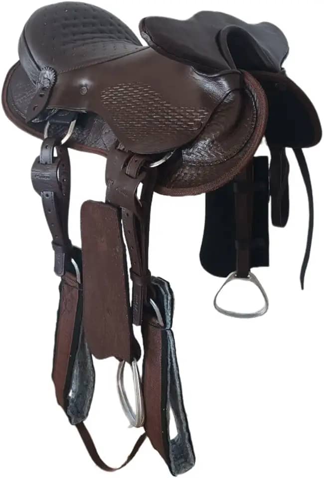 Sela de Cabeça de Montaria Cavalgada luxo em fibra de vidro completa couro resistente pronta para uso 15 polegadas