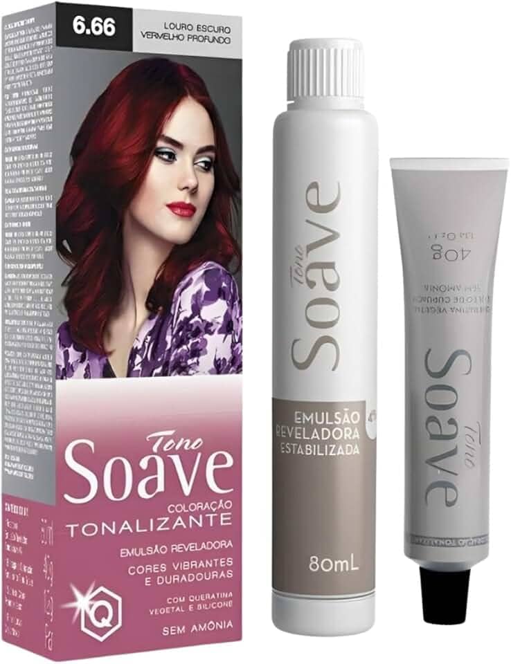 Coloração Capilar Tonalizante Sem Amônia Tono Soave Capelli (6.66 Louro Escuro Vermelho Profundo)