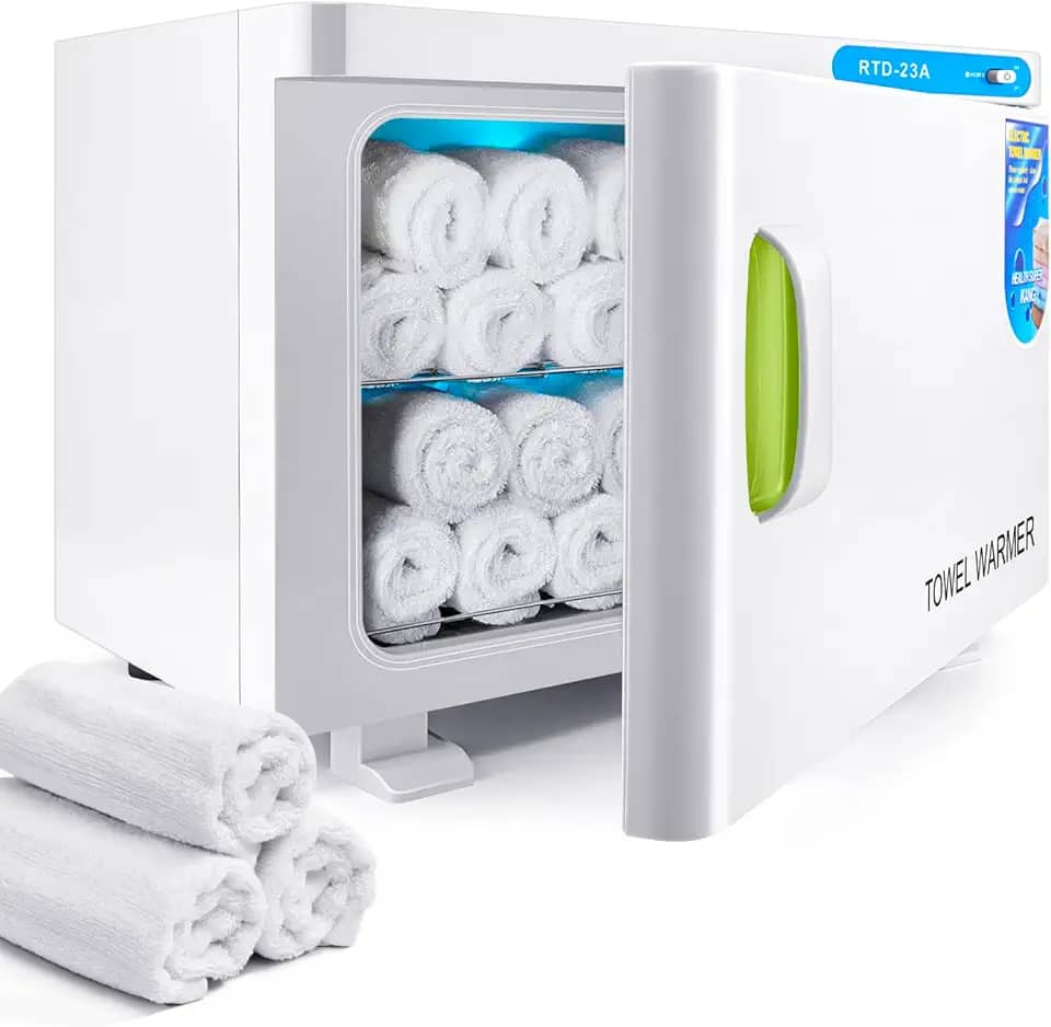Aquecedor de toalha quente, armário de toalha quente de 23L, aquecedor de toalhas aquecido 2 em 1 para tratamentos faciais, spa, esteticistas, salão de massagem, aquece aquecedor rápido de toalhas