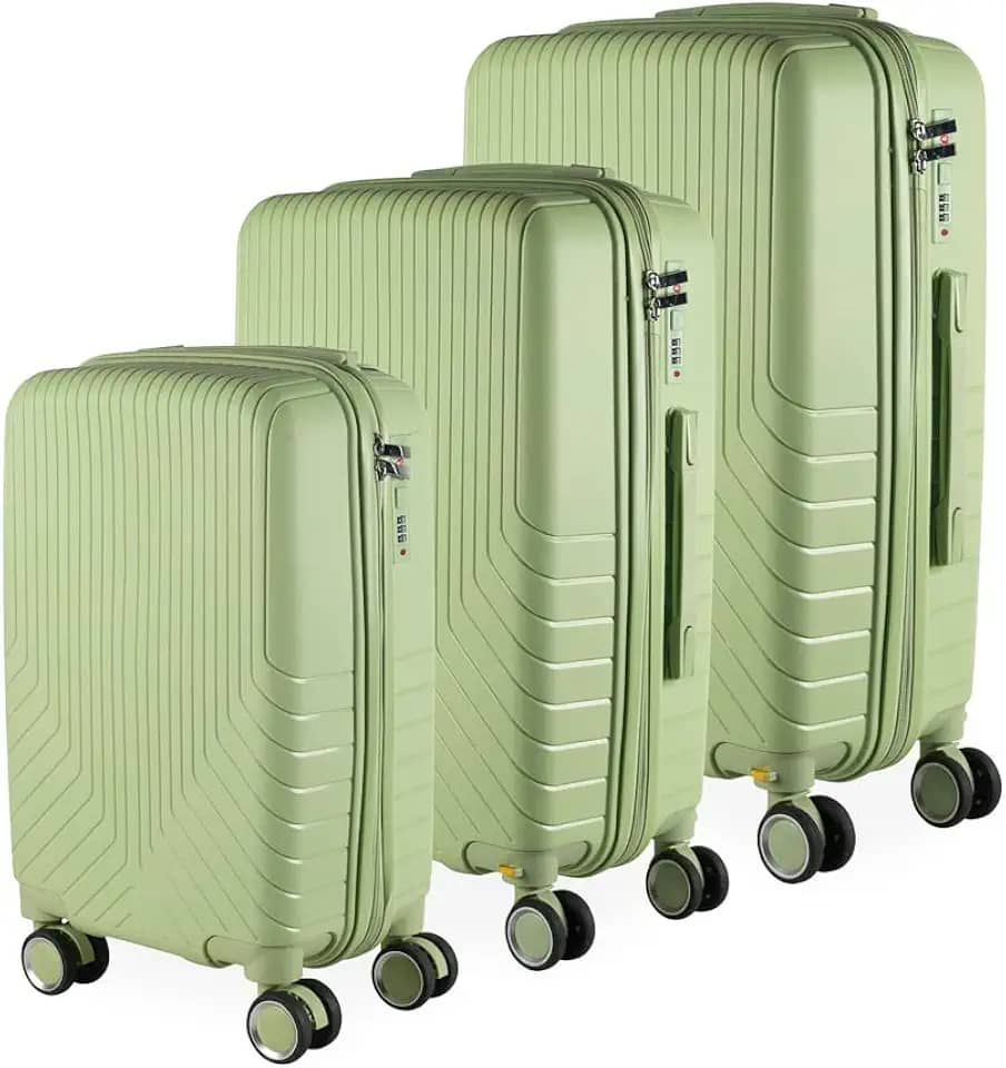 Cj Malas Polipropileno 3 Peças P, M, G Rodas 360 - Canadá (Verde)