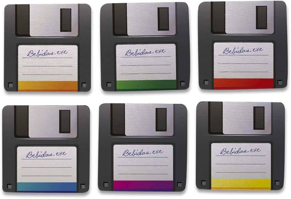 Kit 6 Porta Copos Nerd Retrô Disquete Decoração divertida cor:Preto