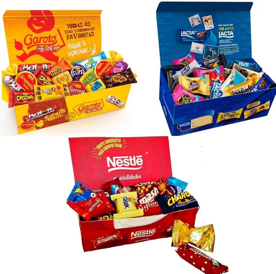 Kit Chocolate Caixa de Bombom Nestle, Lacta, Garoto