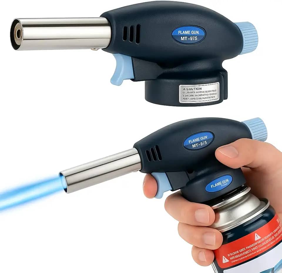 Maçarico Culinário Portátil com Acendimento Automático e Chama Ajustável
