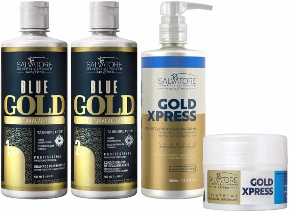 Kit Blue Gold Progressiva Sem Formol + Kit Pós Química Gold Xpress