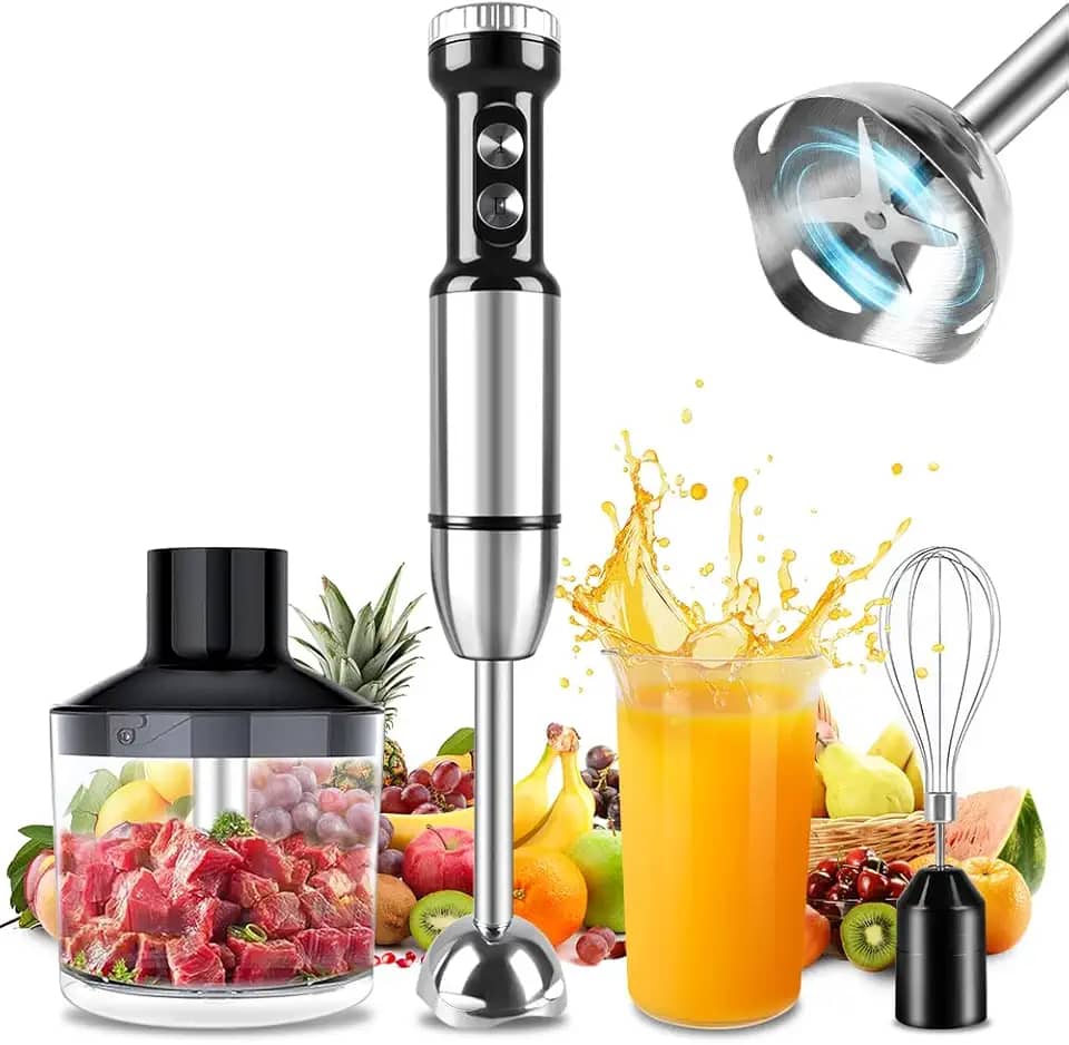 Mixer 3 em 1, Mix 3 em 1, Mixer inox, Mixer de Mão Inox 1000W, 2 Velocidades, 3 Acessórios, Capacidade 500ml, Mixer, Misturador Multiuso 3 em 1 Portatil (220V)