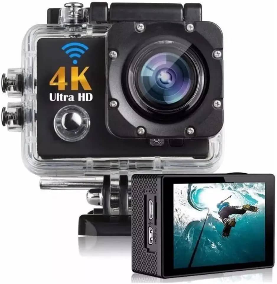 Câmera Esportiva Ultra HD 4K à Prova d’Água com Wi-Fi – Lente 170°, Gravação até 30m de Profundidade, LCD 2', Ideal para Mergulho e Esportes Radicais – Não Acompanha Cartão