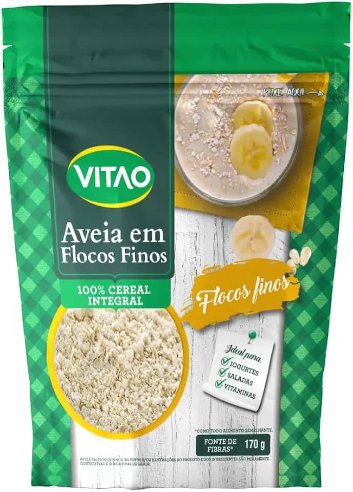 Aveia Flocos Finos, Bege, Vitao, 200 g