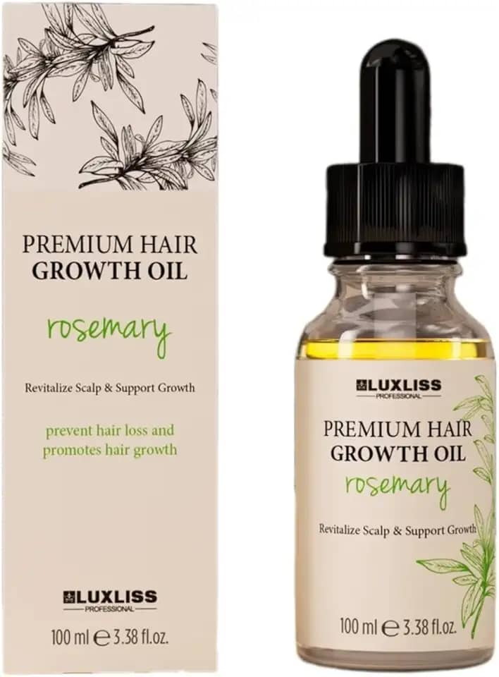 LUXLISS Óleo de cabelo de alecrim, óleo essencial + tecnologia de essência, promove o crescimento do cabelo, reduz a perda de cabelo - rico em biotina e vários ingredientes herbais - 100 ml