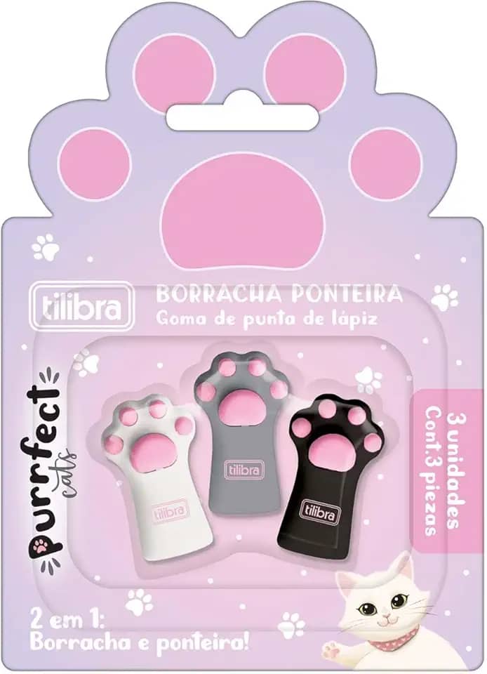 Tilibra - Borracha Ponteira Purrfect - Blister com 3 unidades
