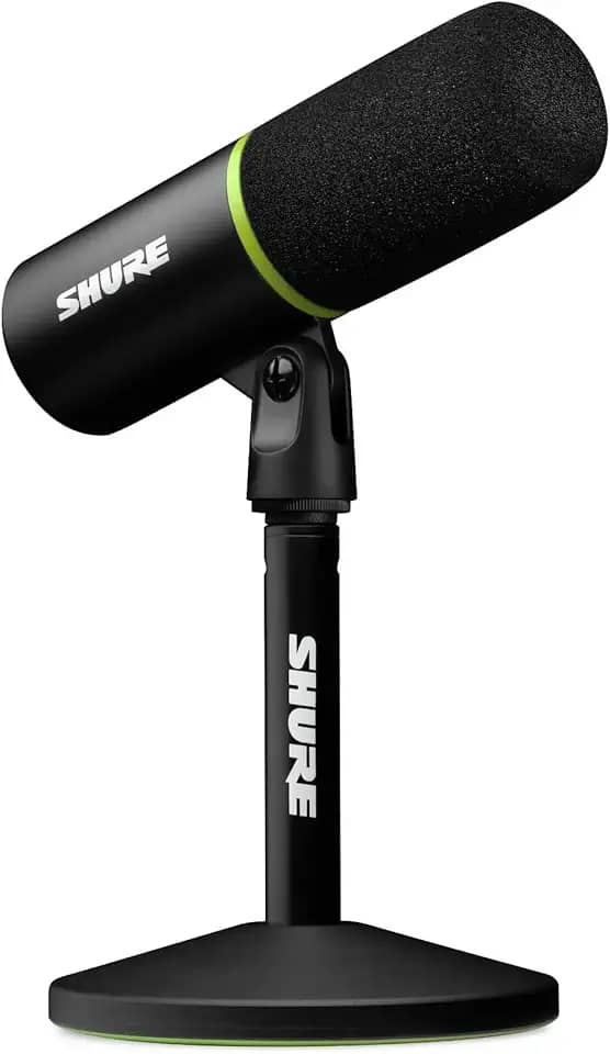 Shure Microfone para jogos MV6, microfone dinâmico USB para videogames e streaming – suporte de mesa, cancelamento de ruído de fundo, toque para mudo e saída de 3,5 mm para monitoramento de fone de