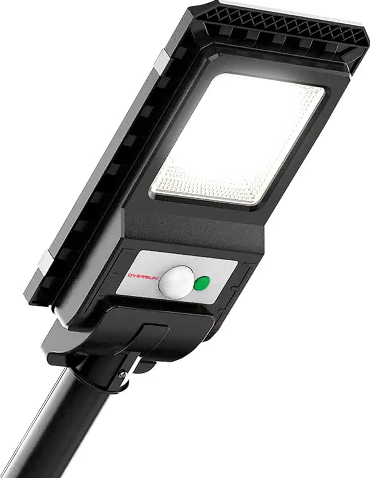 Luminária Refletor Solar Holofote Poste S500 Potente LED 12h Luz | 2 Anos Garantia Oversun