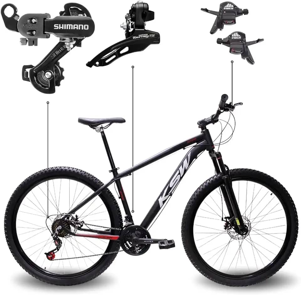 Bicicleta Aro 29 KSW XLT 24 Marchas Shimano Quadro Alumínio Cabeamento Interno Freio Hidráulico