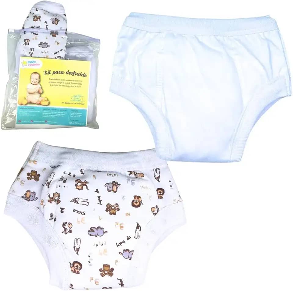Kit Infantil Treinamento Desfralde 2UN Absorvente Safari Bco reutilizável lavável Diurno Noturno treinamento transição fralda bebê (XXG)