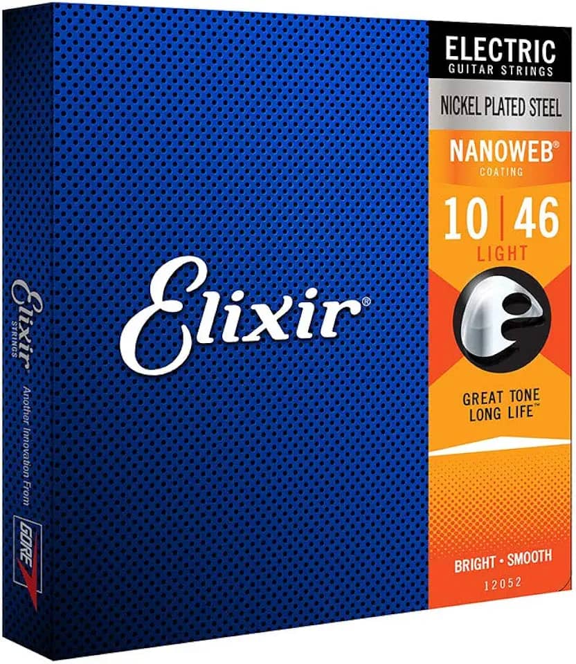 Encordoamento .010 Elixir 12052, para Guitarra Nanoweb Light