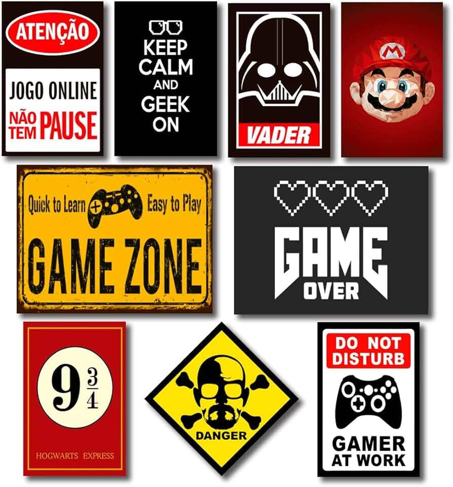 Kit Placas Decorativas Geek Nerd Frases Mdf - 9 Placas