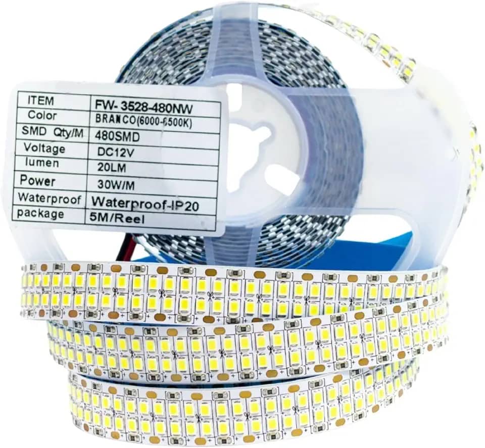 Fita Led Dupla 480 Led/m 12v 5m Branco Quente/neutro/frio (Branco Quente 3000k)