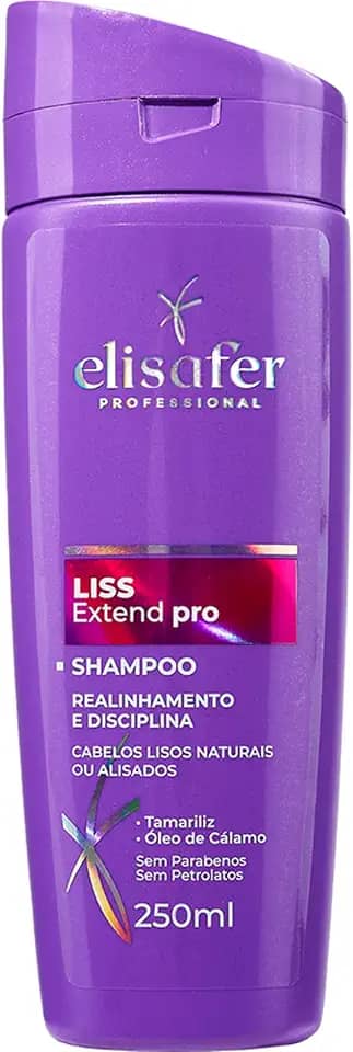 Elisafer, Shampoo, Para cabelos Naturais ou Alisados, Liss, Extend pro, 250ml