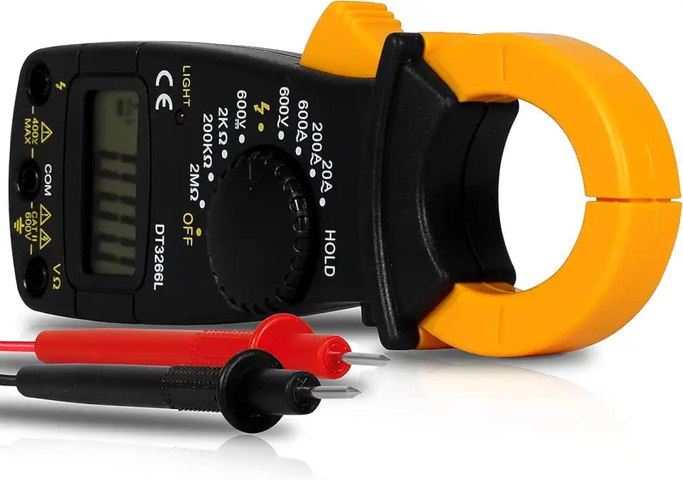 Alicate Amperímetro Digital Multímetro Profissional Medidor de Corrente Ac + Dc Tensão 200M~600V Sem Contato Teste Bipe