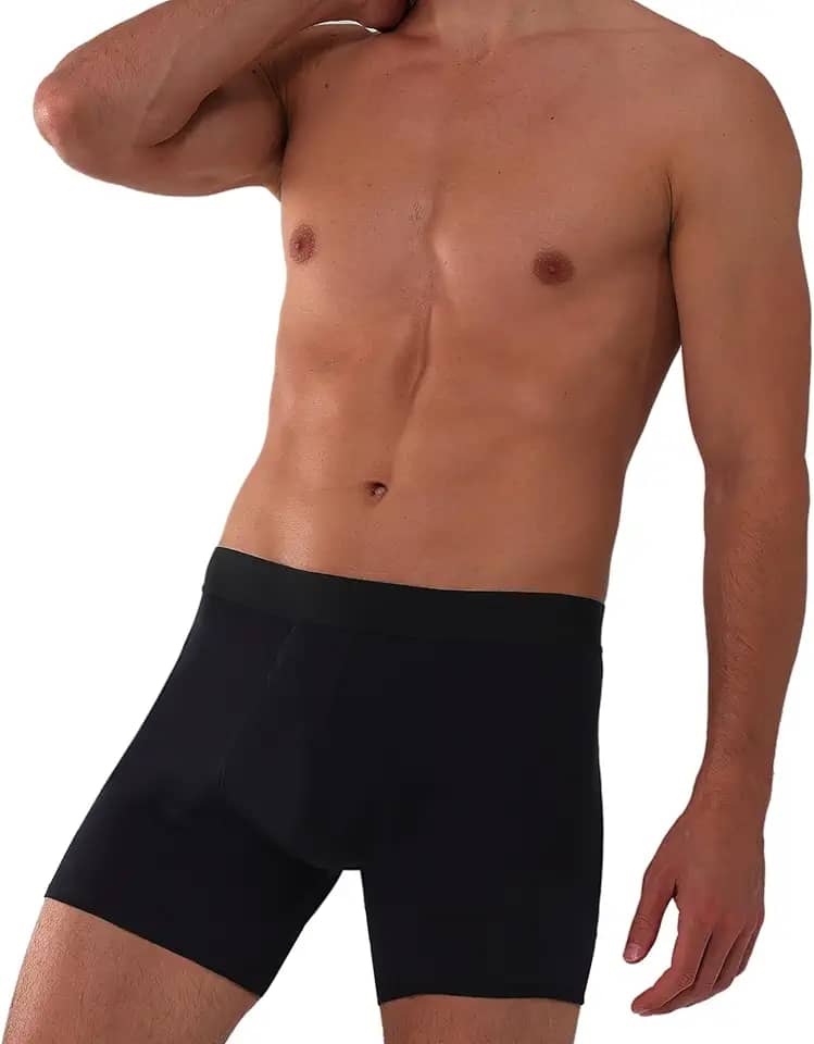 Cueca boxer lavável para incontinência urinária para homens, 12,7 cm mais longa perna frontal absorvente cueca boxer para controle da bexiga