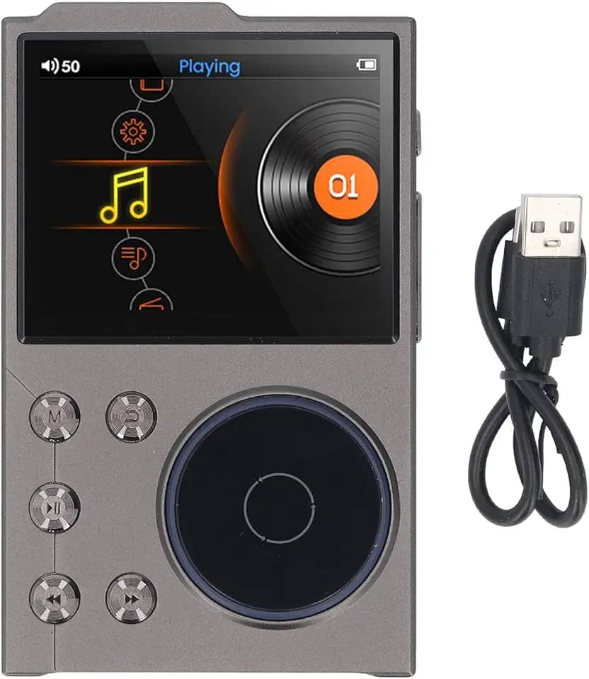 Leitor de MP3, reprodutor de música digital, reprodutor de som BT 5.3 HiFi com tela colorida de 2,4 polegadas, reprodutor de música de som portátil de 128 GB sem perdas DSD FLAC HD HiFi para esportes