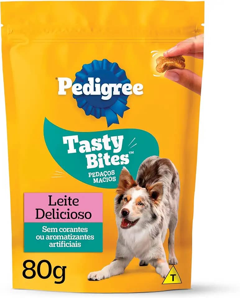 Petisco Pedigree Tasty Bites para Cães Adultos Sabor Leite Delicioso 80g