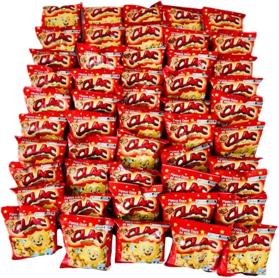 Kit Festa Pipoca Doce Caramelizada Clac, 50 Pacotes de 12g, Sem Glúten