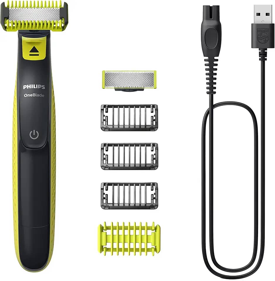 Aparador e Barbeador Elétrico de Pelos Philips OneBlade com 4 pentes QP2824/10 À prova d’água - Bivolt