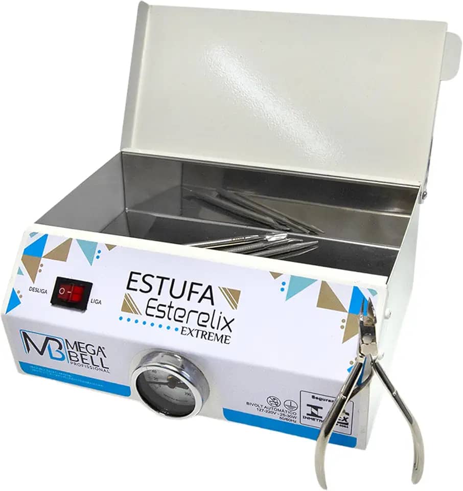 Mega Bell, Estufa esterilizadora para manicure e pedicuri, Exterilix Extreme, Com Inmetro, Bivolt, branca