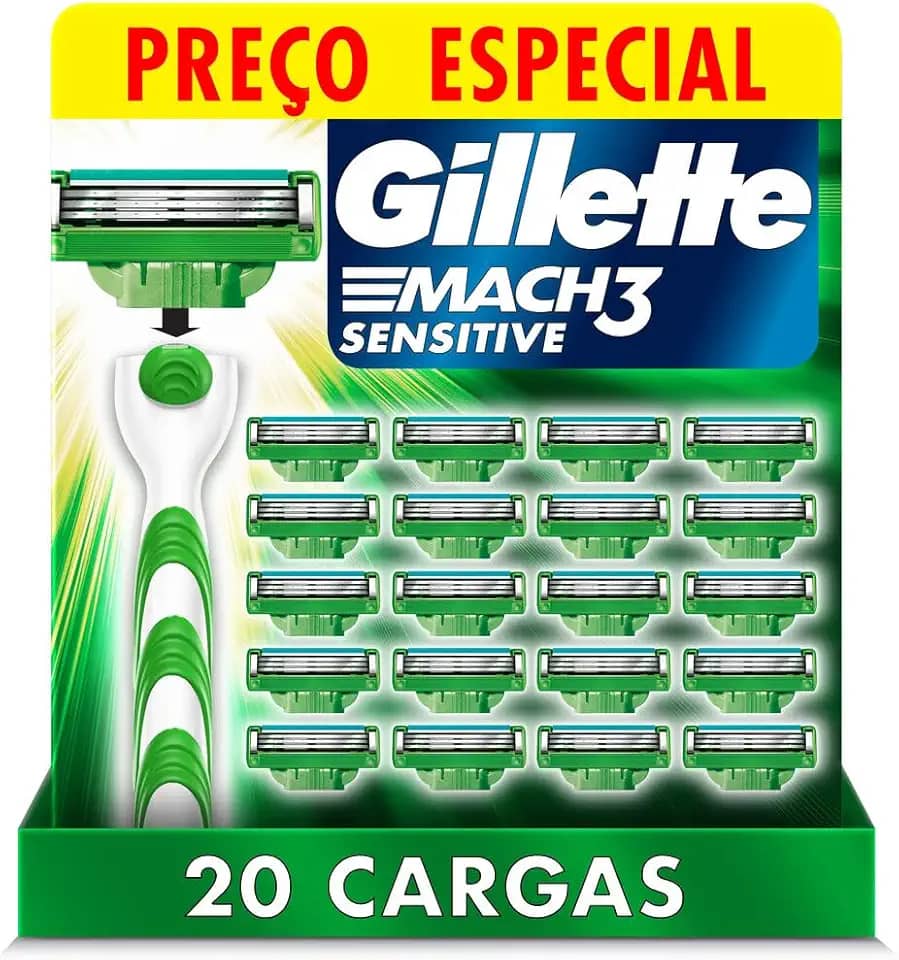 Gillette Mach3 Sensitive - Carga para Aparelho de Barbear, 20 unidades