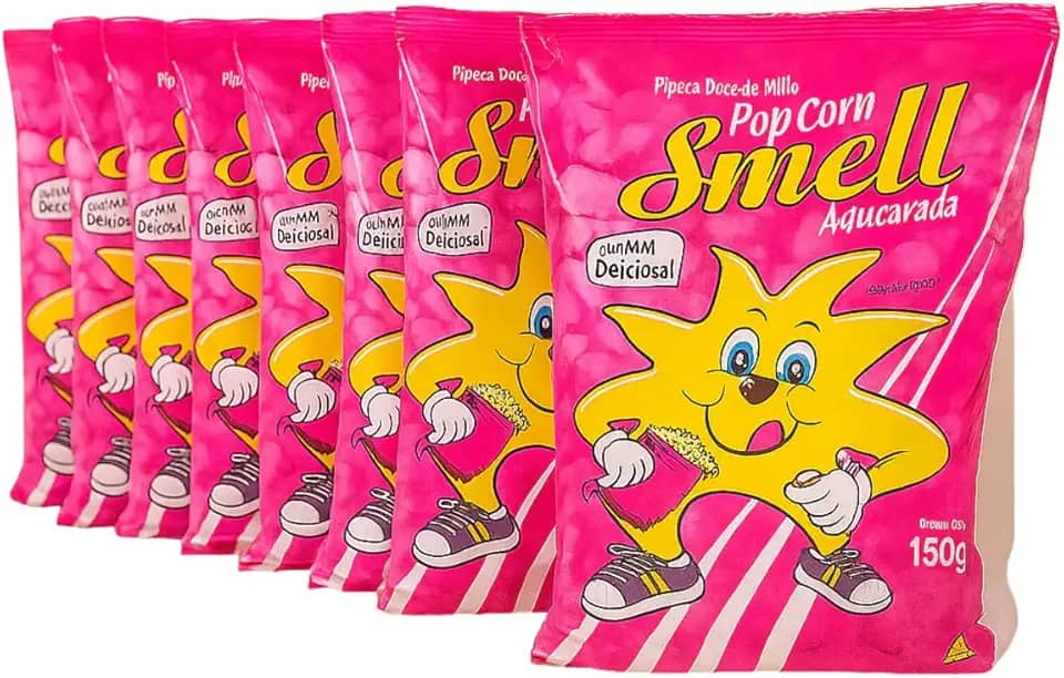 Pipoca Doce Smell, Pacote com 10 Unidades de 150g, Sem Glúten