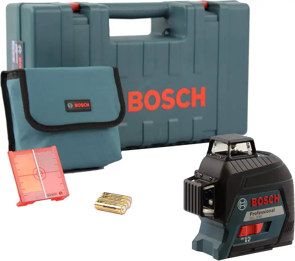 Bosch Nível laser de linhas GLL 3-80 80m 360º com maleta e bolsa de proteção