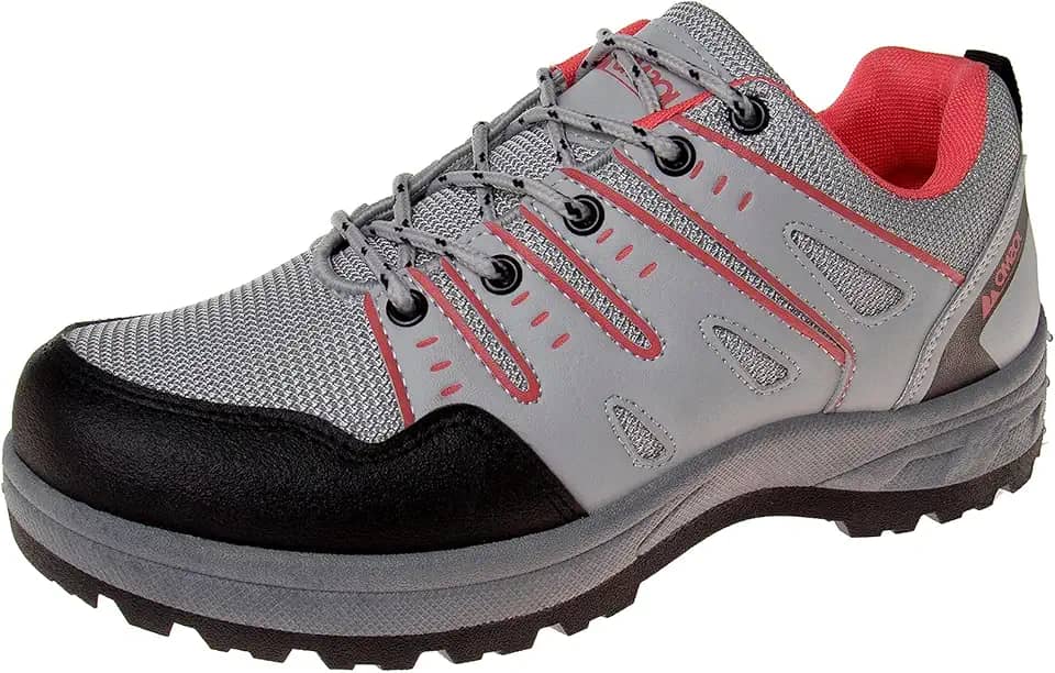 Tênis feminino para trilha, acampamento, caminhada ao ar livre, Coral cinza, 36