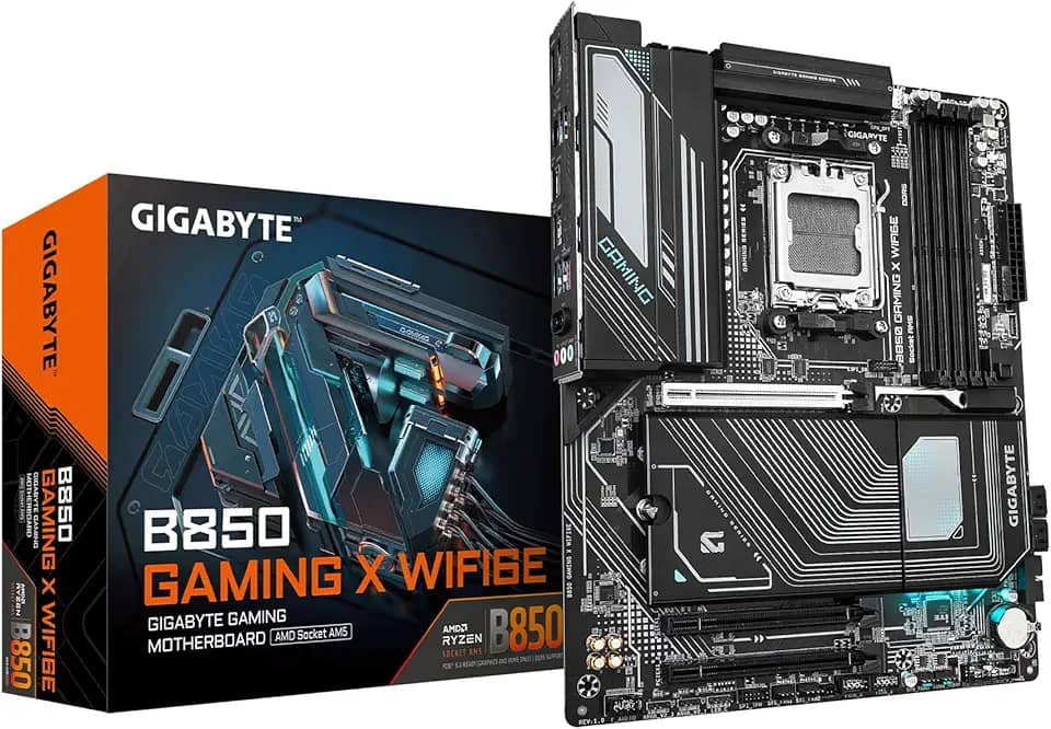 GIGABYTE Placa-mãe B850 Gaming X WIFI6E AMD AM5 LGA 1718, ATX, DDR5, 3X M.2, PCIe 5.0, USB-C, WIFI6E, LAN 2,5GbE, EZ-Latch, Garantia de 5 anos