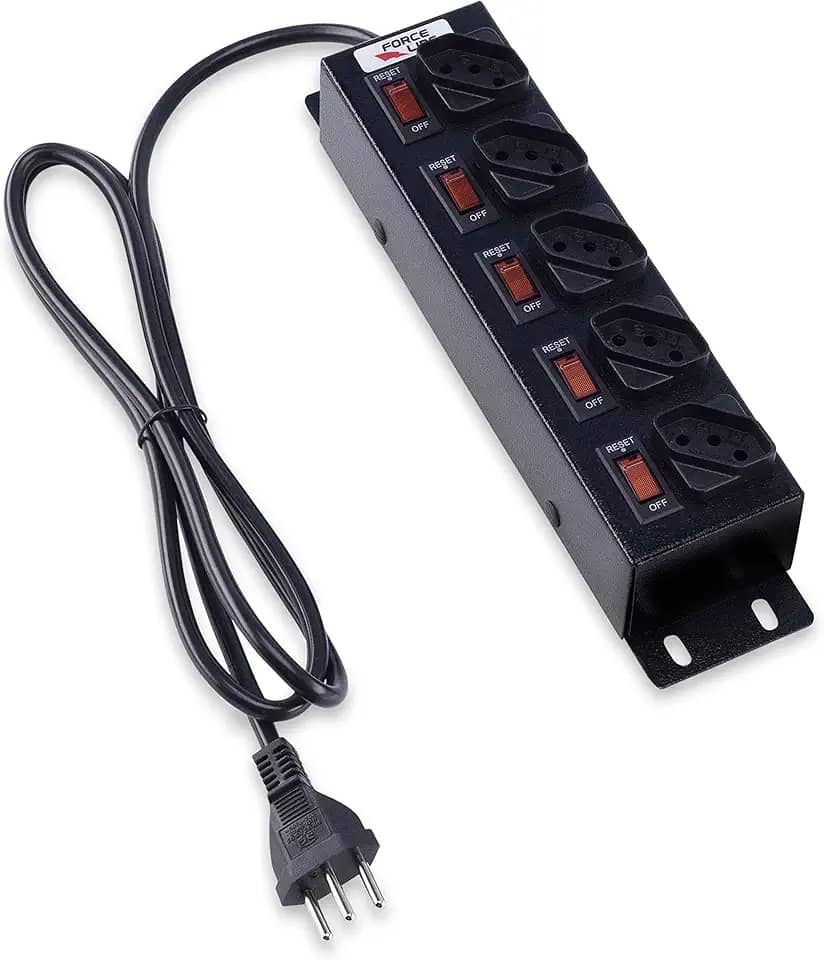 Filtro de Linha com Disjuntores Rearmáveis Individuais 5 T, Force Line, Acessórios para Computador, Preto