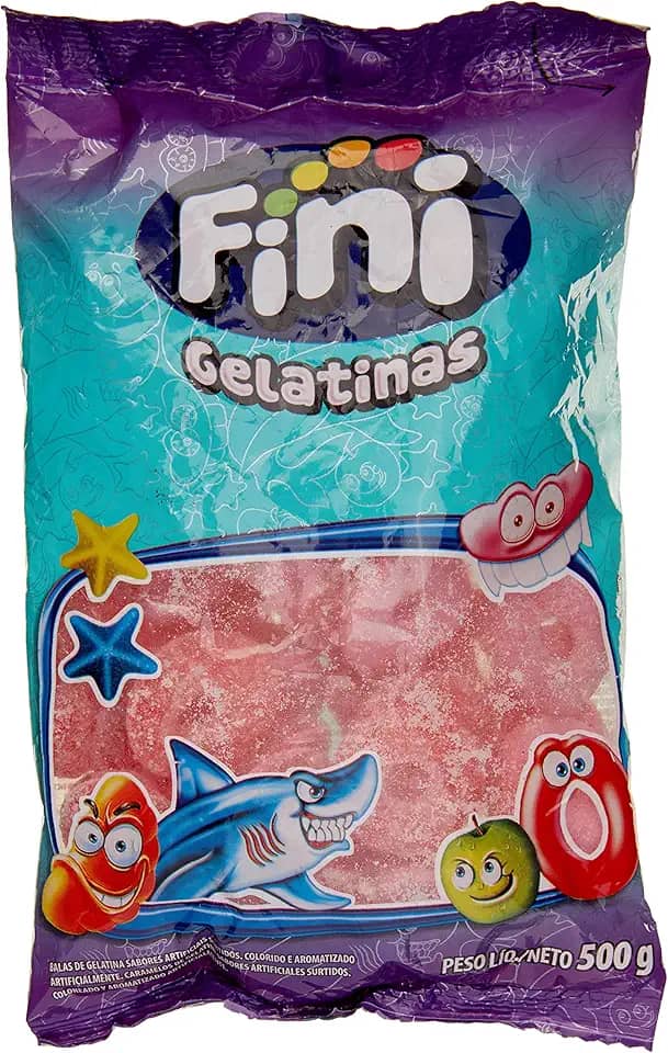 Balas de Gelatina Aros de Morango Fini 500g