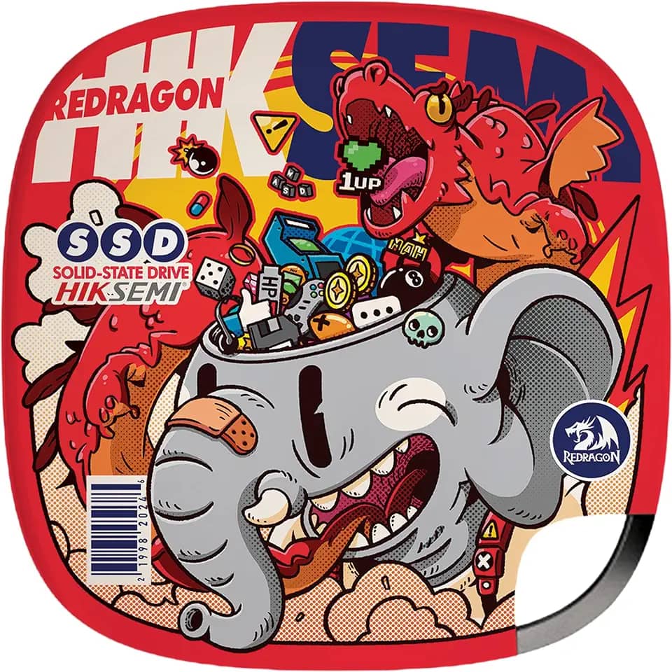 SSD Externo Redragon X Hiksemi Elefante 512GB Vermelho USB Tipo-C 3.0 GD802
