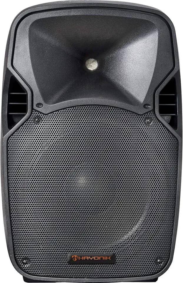 HAYONIK, Caixa Ac. Amplificada 400W, Falante 12", Driver Titânio 1,35", USB, Entrada P/Mic, Bluetooth 5.0, Rádio FM, Controle App, 200W RMS, Saída Passiva - CPA-12400L