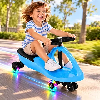 Carrinho Gira Gira Infantil com Rodas LED, Triciclo Deslizante Carro Rolimã