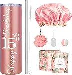 Presentes de aniversário de 15 anos para meninas, 15 presentes de aniversário, presentes para meninas de 15 anos, decorações de aniversário de 15 anos, vela de feliz 15 anos, copos de 15 anos, artigos de festa de 15 anos